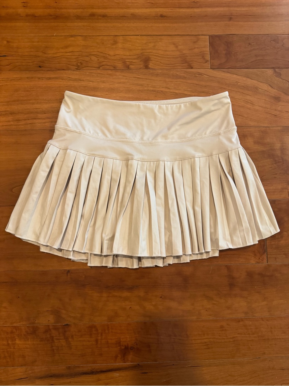 Pleated Skater Mini Skirt in Light Cream